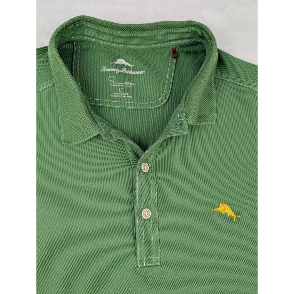 Tommy Bahama Polo Shirt Men's LT Green Supima Cotton Blend Logo *Stains‎ - Picture 2 of 16